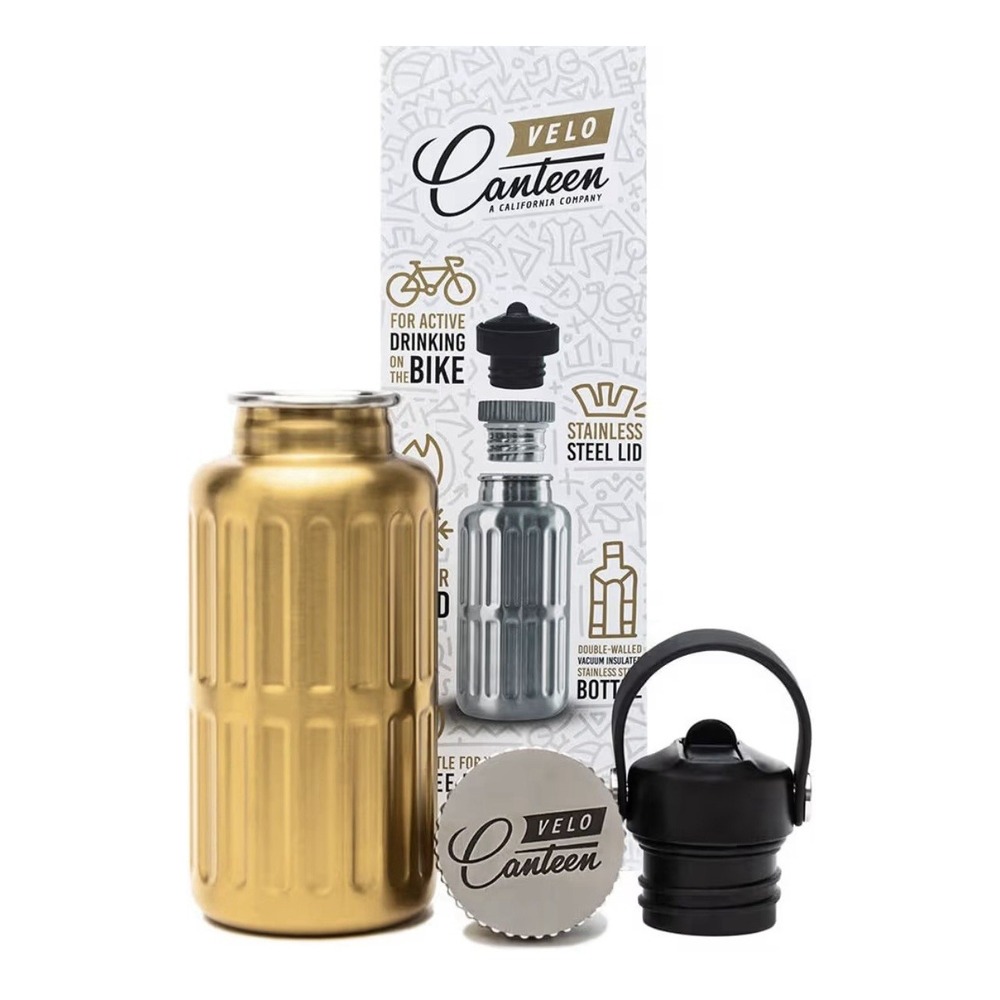 13.5 Oz, Fits in Bicycle Bottle Cage, 2 Lids (Straw Lid),Gold Color, Double Wall